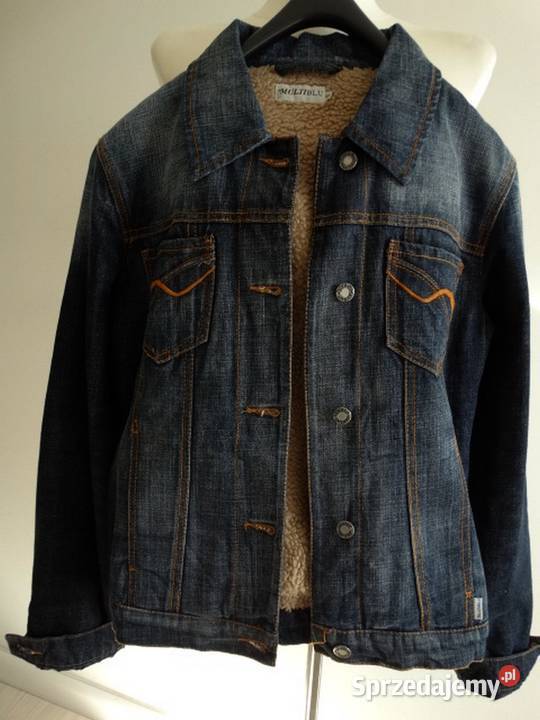 Kurtka Jeansowa Trucker Niebieska Ocieplana z Łomża