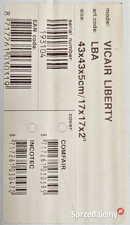 Poduszka VICAIR LIBERTY i pokrowiec Kraków