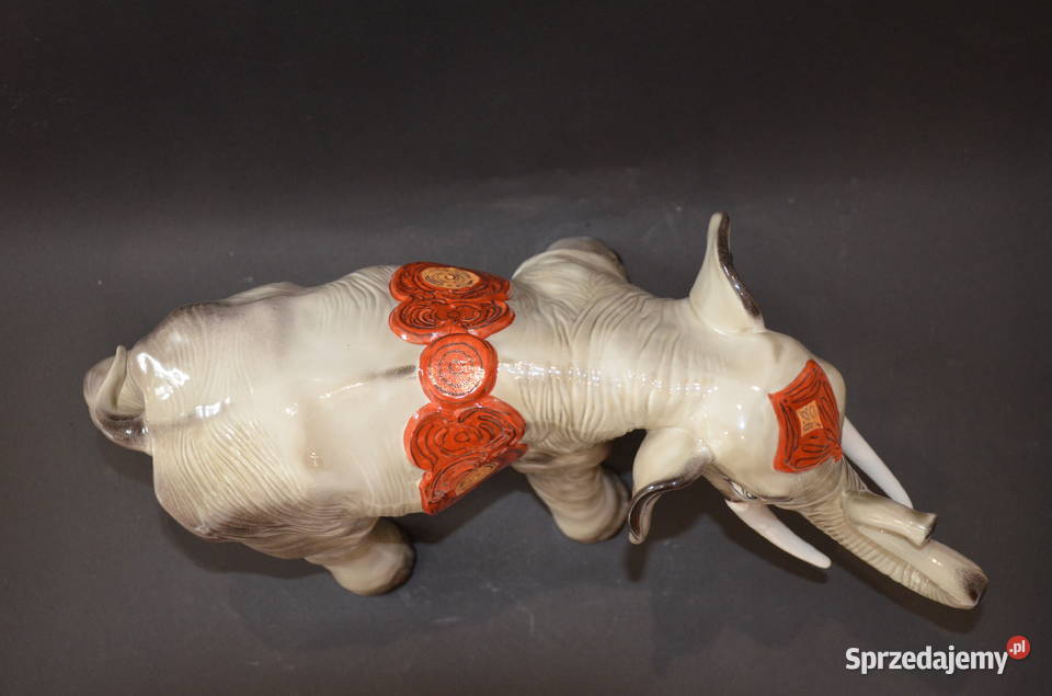 Porcelana Figurka Słoń duży glazurowany region wielkopolskie Środa Wielkopolska sprzedam