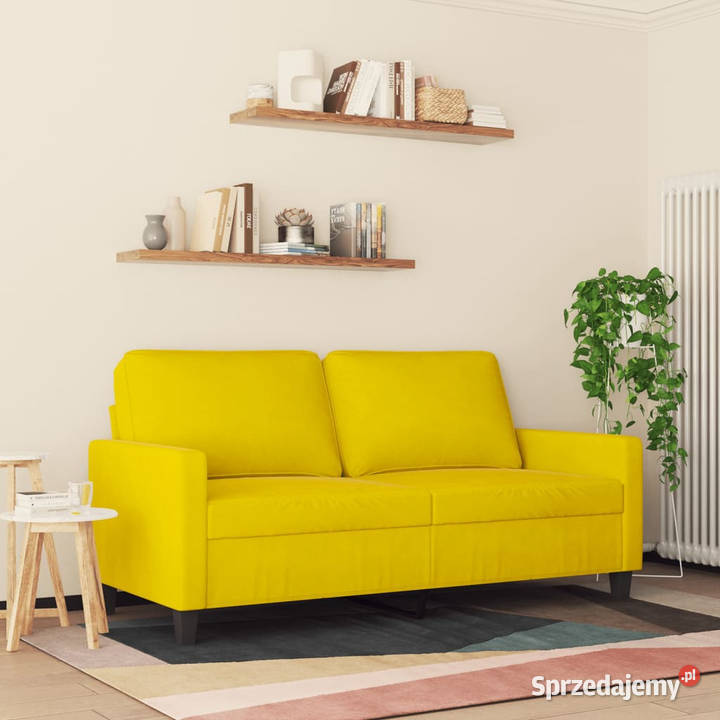 Sofa 2osobowa żółta 140 tapicerowana aksamitem mazowieckie Warszawa sprzedam