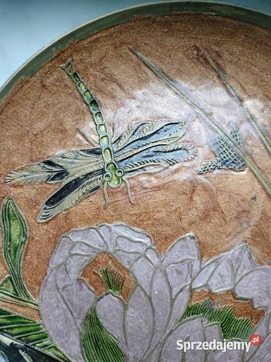 Mosiężny talerz z zawieszką metal kwiaty zachodniopomorskie Choszczno