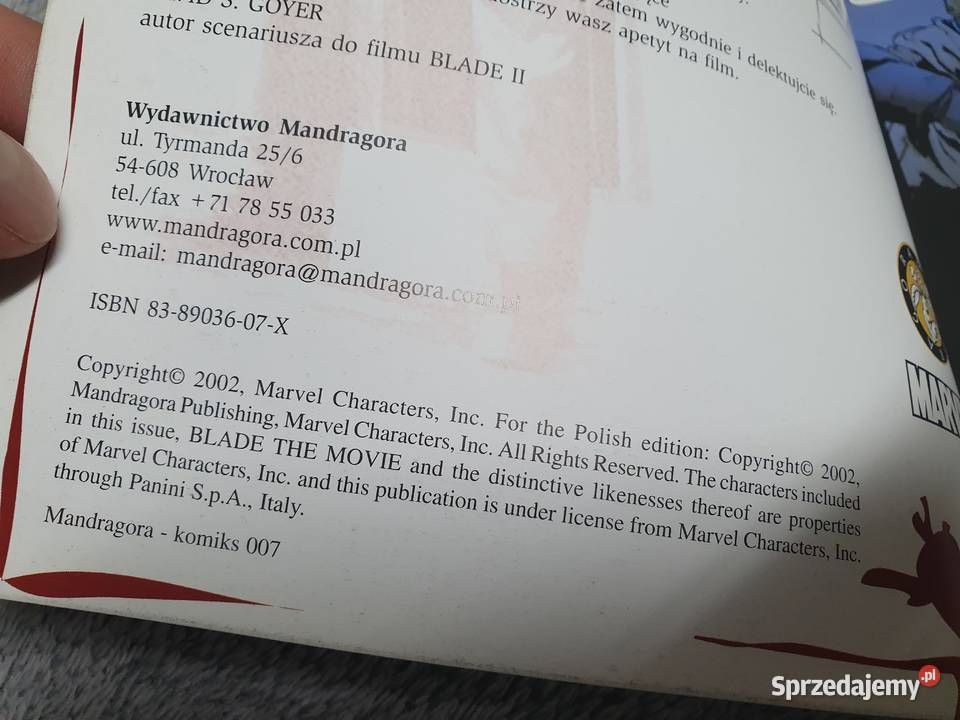 Blade II wydanie 1 Mandragora 2002 Komiksy Gdynia