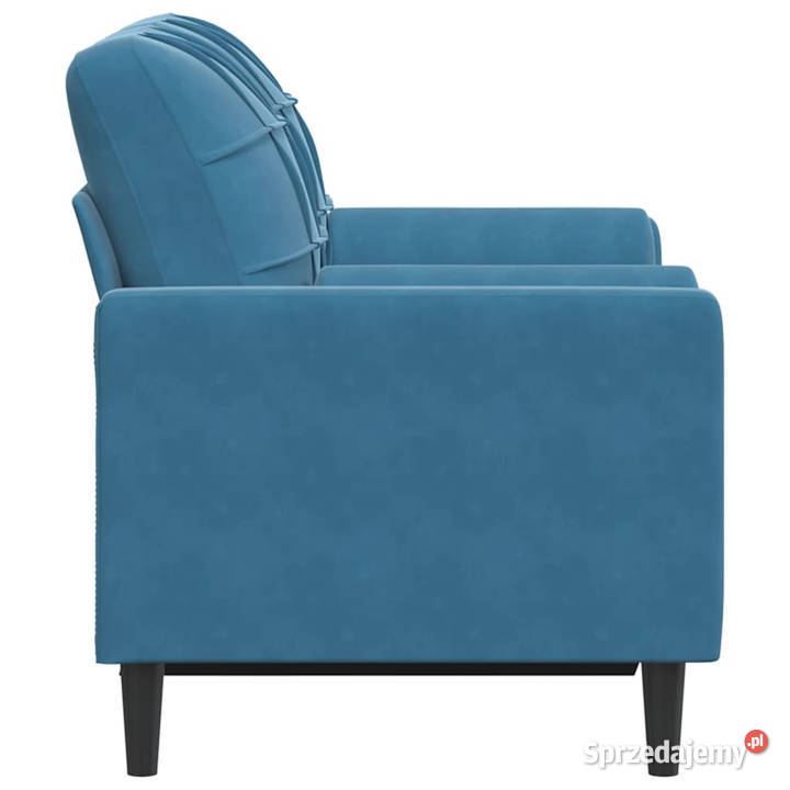 2osobowa sofa z poduszkami niebieska 120 aksamit Sofy i kanapy