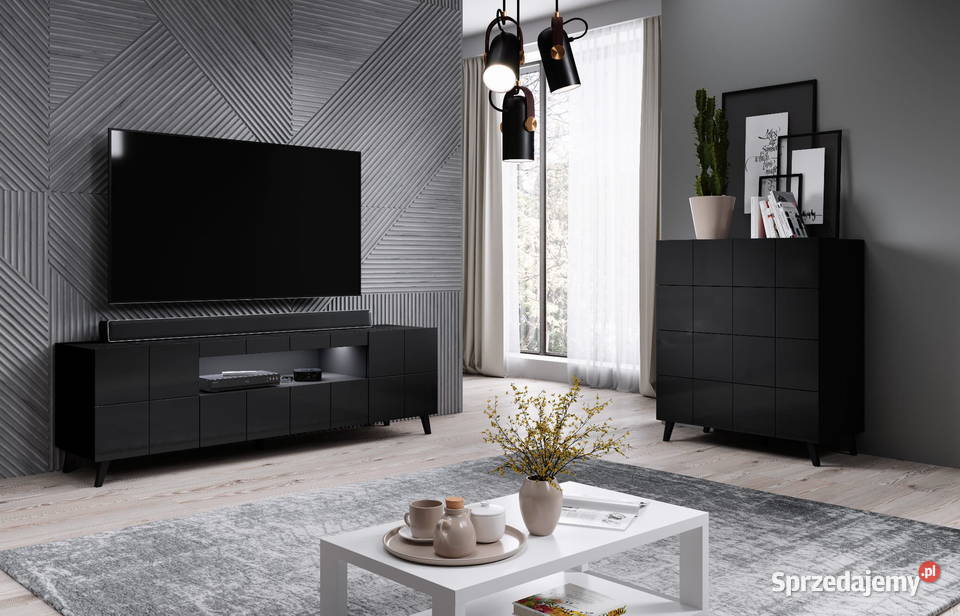 Szafka RTV Czarna Połysk REJA 184 Tarnów