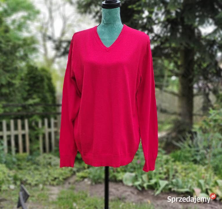 Czerwony sweter wełna merino XL 42 XXL 44 Wkładane przez głowę  Szczecin