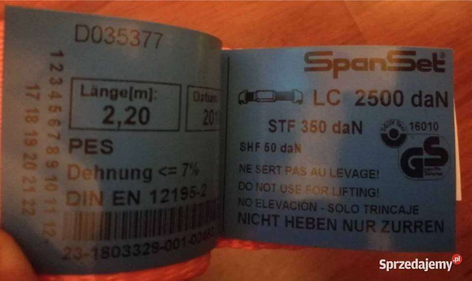 Pas mocujący 22m SpanSet 5t LC2500daN Pozostałe