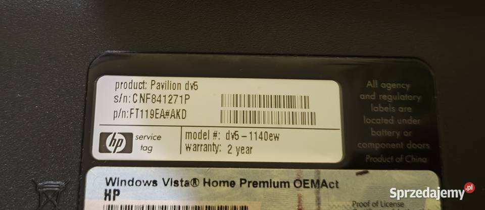 Laptop HP Pavilion dv5 zasilacz Liczba rdzeni 2 Mszczonów sprzedam