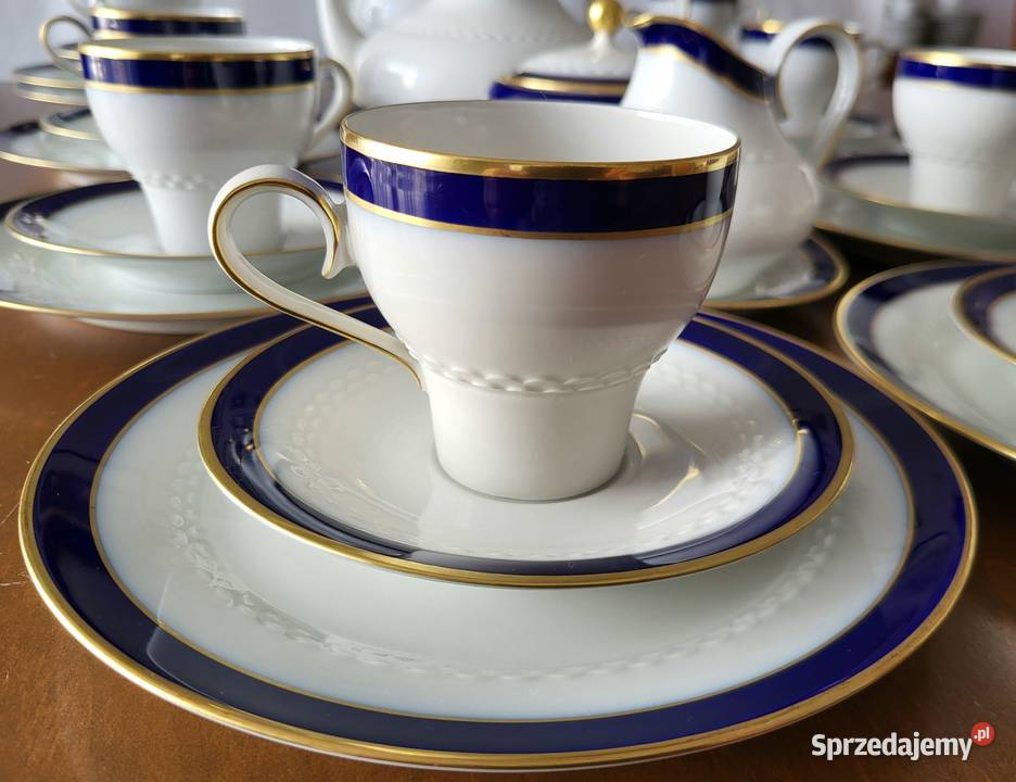 Tirschenreuth Bawaria kobaltowy serwis 10 osób Porcelana i szkło zachodniopomorskie Szczecin