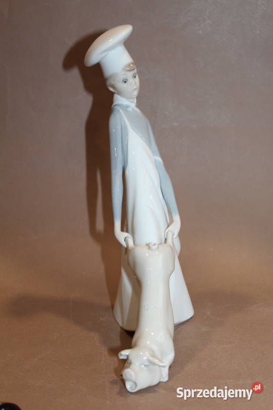 Figurka kucharza ze świnką Lladro wys 25 276 Szczecin