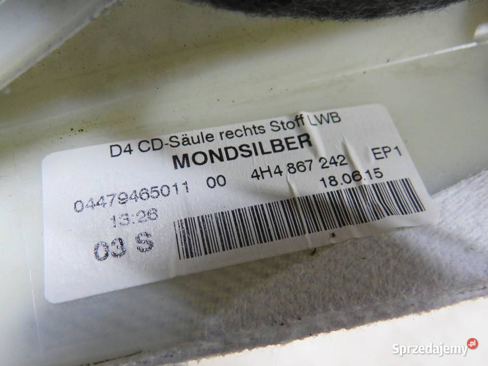 OSŁONA SŁUPKA PRAWY TYŁ AUDI A8 D4 4H4867242 sprzedam