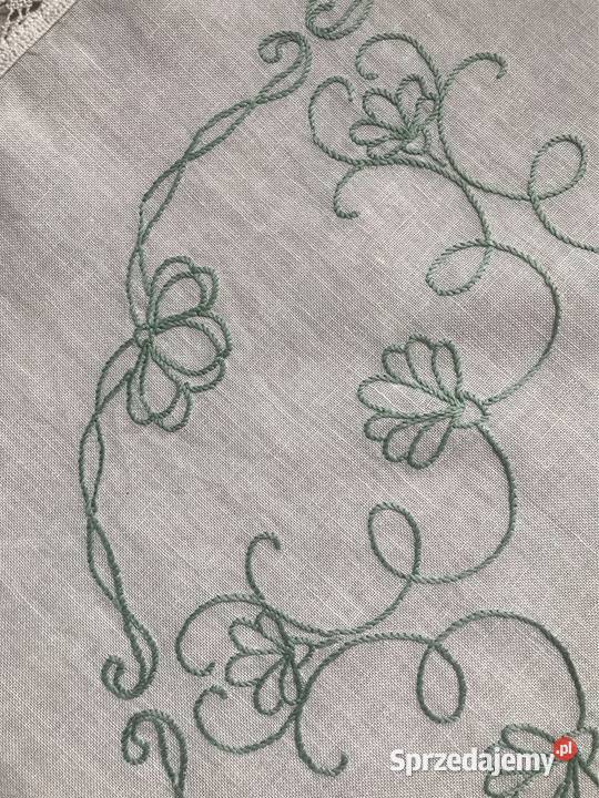 Kwadratowy biały obrus vintage ręcznie haftowany Warszawa sprzedam