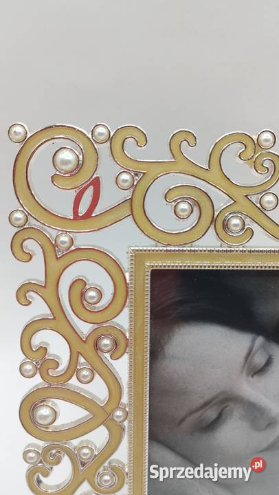 Ramka na zdjęcie metalowa z perełkami glamur lubelskie Zamość
