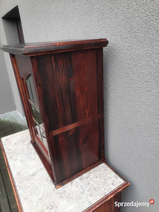 Stara szafka wisząca fazowane witrażowe szkło pomorskie