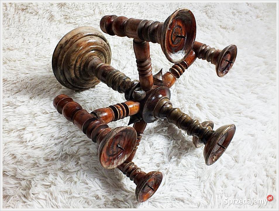 Ponury stary świecznik Wikingów drewniany lubuskie Żary