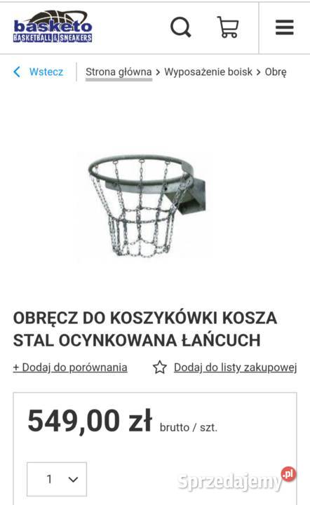 Kosz obręcz ocynkowana do koszykówki z siatką Olkusz sprzedam