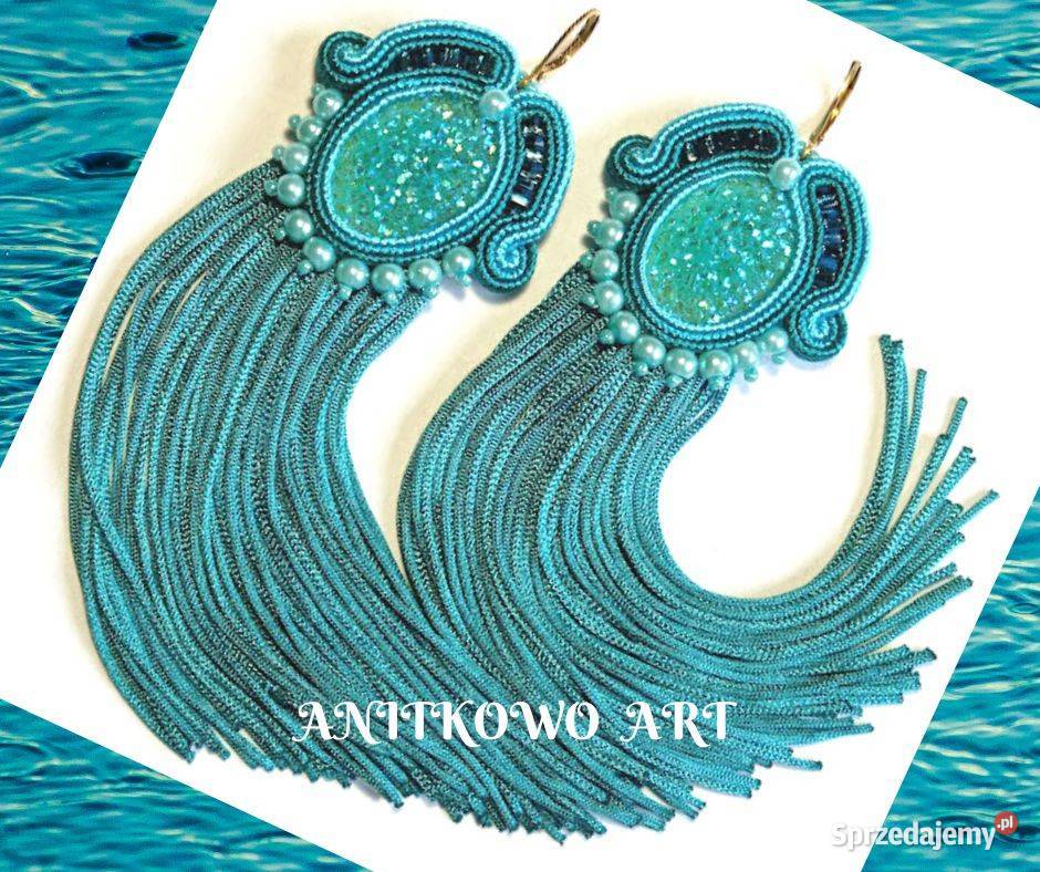 KOLCZYKI MORSKIE Z FRĘDZLAMI SUTASZ mazowieckie Warszawa sprzedam