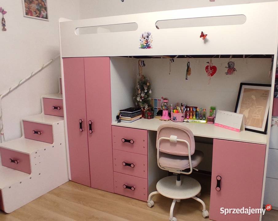 Piętrowe łóżko dziecięce z biurkiem i szafą Częstochowa sprzedam