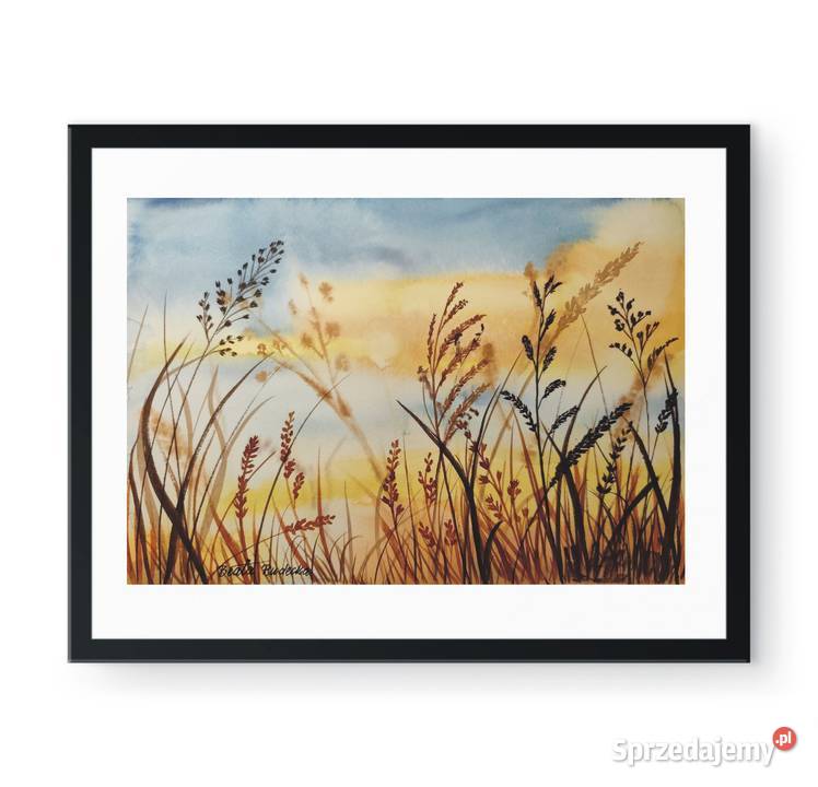 Akwarela Akwarelka Obraz pt Żółty sen o niebie