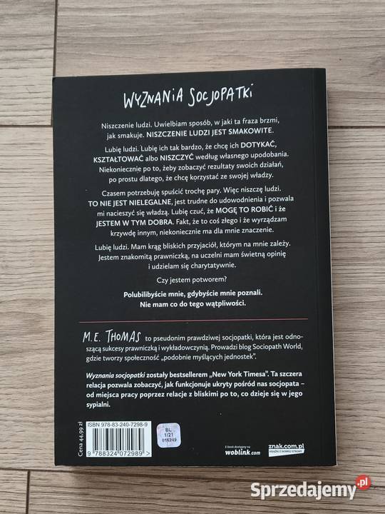 Wyznania Socjopatki Życie w ukryciu Częstochowa sprzedam