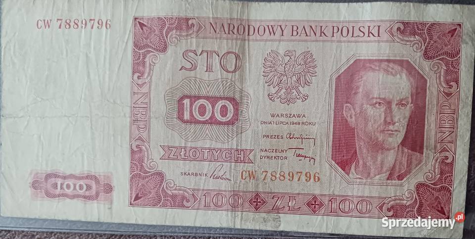 100 złotych Robotnik 1VII1948 r seria CW Konin