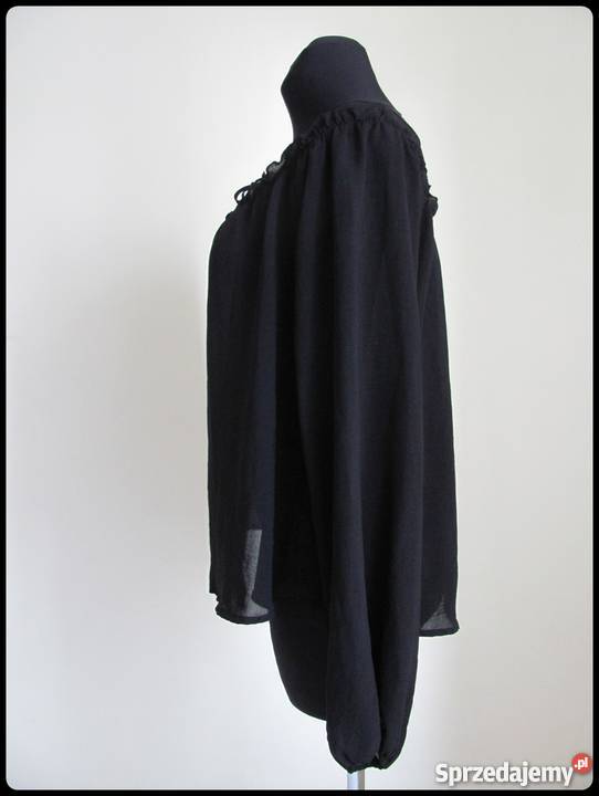 Czarna lekka bluzka koszula z wiązaniem dekolcie Płock