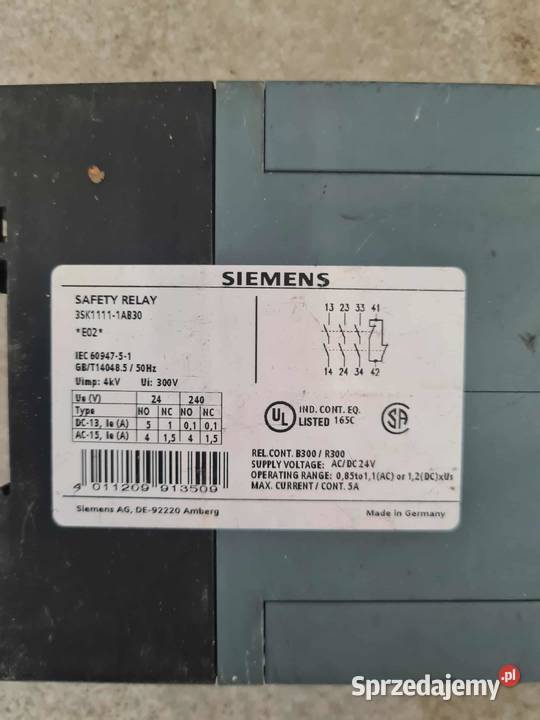 Przekaznik Bezpieczenstwa Siemens 3SK11111AB30 Bratoszewice