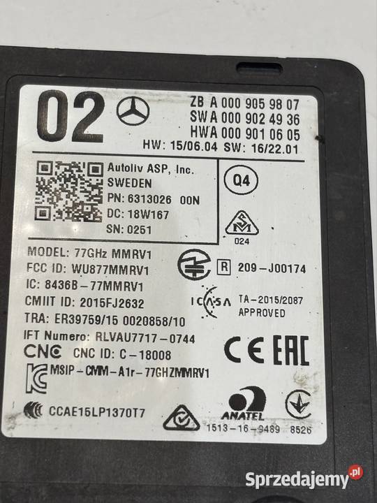 Radar moduł sensor distronic ACC Mercedes W213
