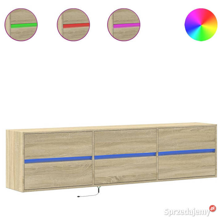 Ścienna szafka pod TV z LED dąb sonoma 180x31x45 Warszawa