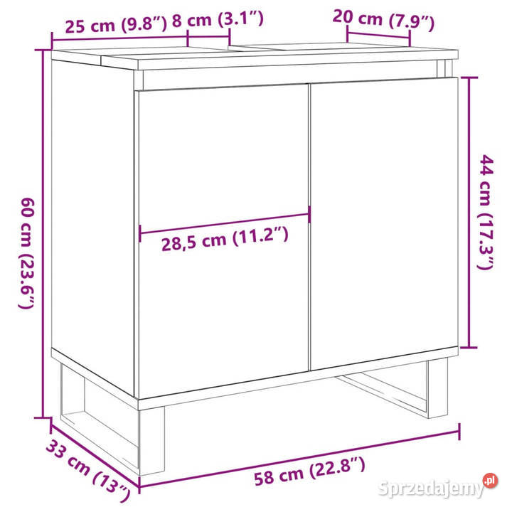 Szafka łazienkowa stare drewno 58x33x60 WM857220 Warszawa