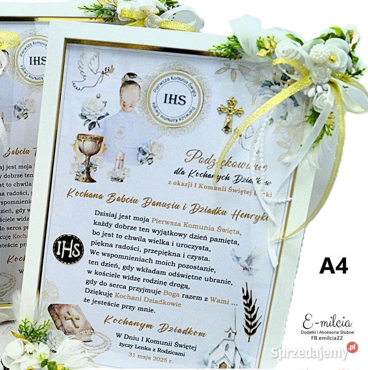 Ramki A4 Podziękowania 3D Chrzestnych i Dziadków Zielona Góra