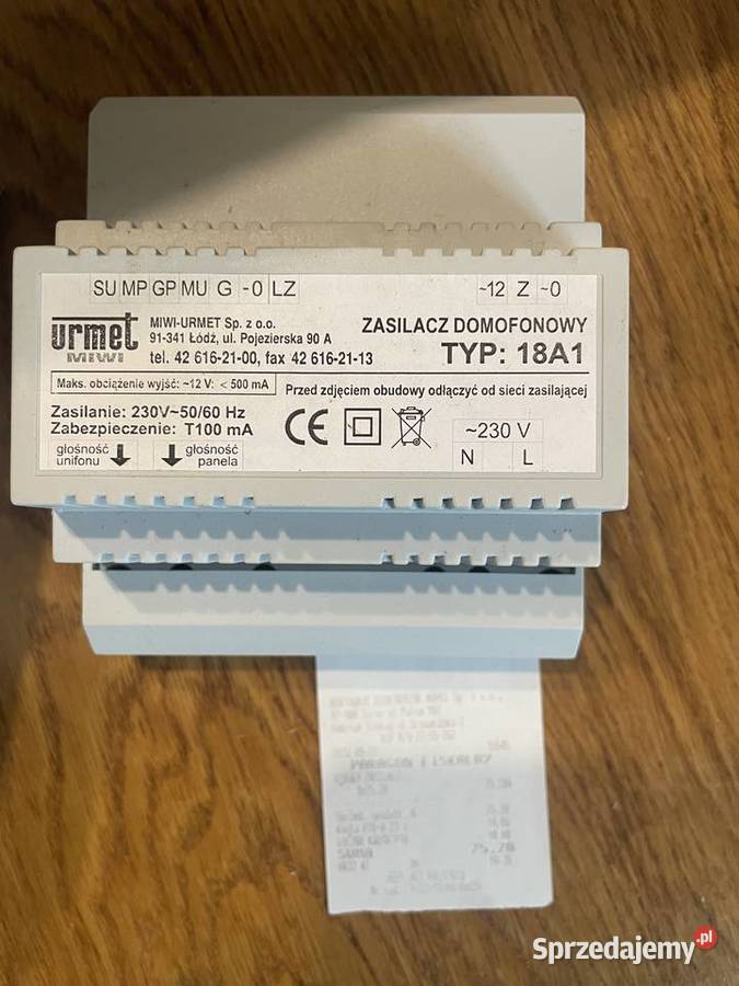 Zasilacz domofonowy Urmet 18a1 Domofony i wideofony Elbląg