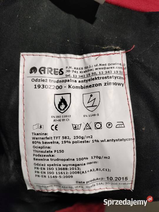Kombinezon zimowy trudnopalny Ares Brusy