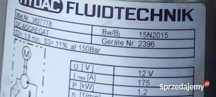 Pompa silnik 12V 12kW agregat hydrauliczny wielkopolskie Przykona
