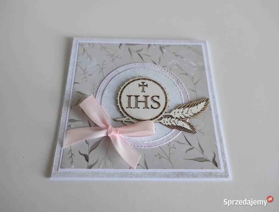 Kartka ręcznie robiona Pierwsza Komunia Święta Łódź