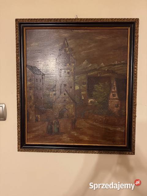 Obraz stary z czasów PRL lata60te antyk w ramie Częstochowa