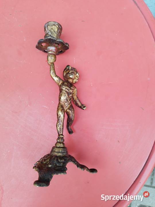 Świecznik cherubinek mosiądz PRL Antyki Słubice