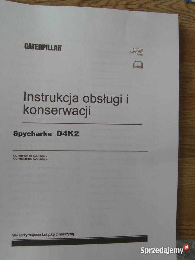 dtr instrukcja obsługi spycharka caterpillar Szczecin sprzedam