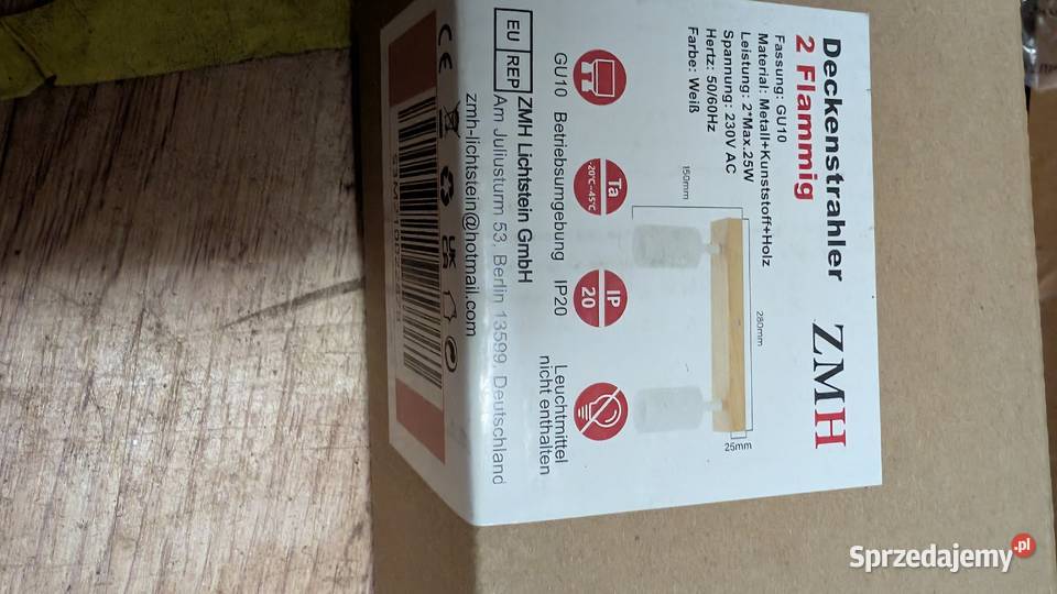 ZMH reflektor sufitowy 2 punktowy drewno GU10 Gliwice