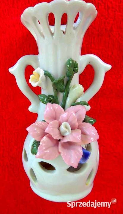 Piękny ażurowy wazon porcelana kwiaty z Niemiec Katowice