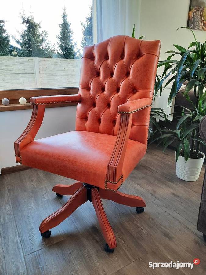 Fotel biurowy Chesterfield Postarzana skóra Poznań