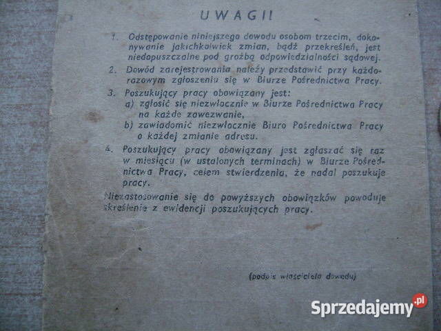 Starocie z PRL Stare dokumenty Dowód Gdynia