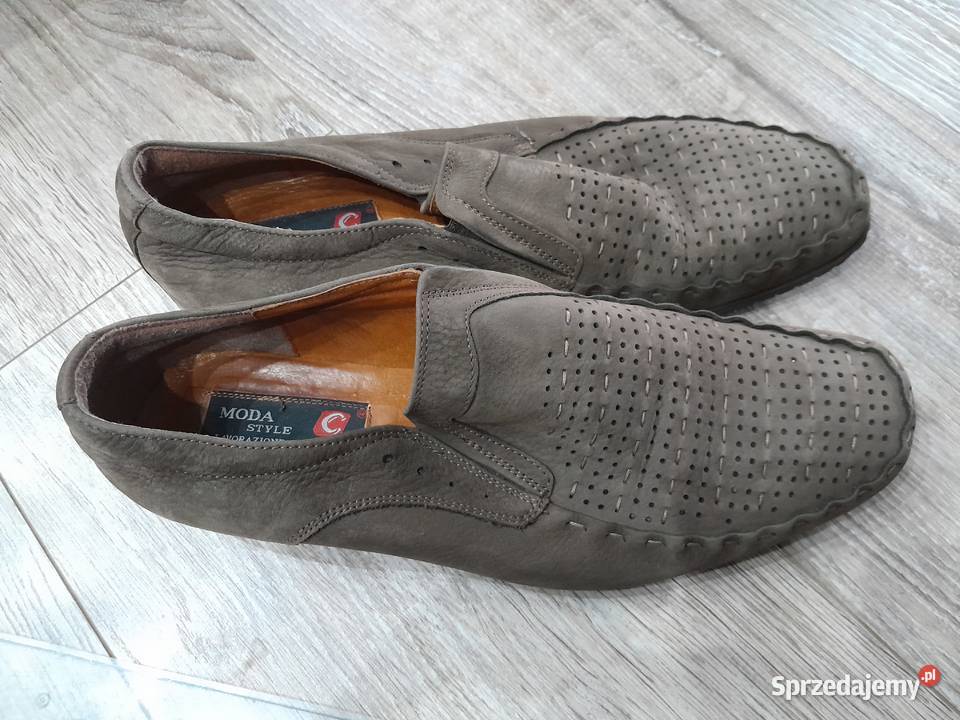 Buty mokasyny Conhpol męskie skóra szare 41