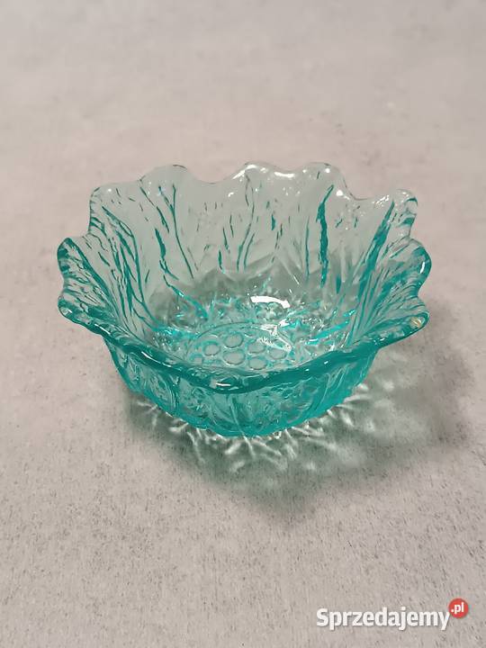 Turkusowa Szklana Cukiernica Cukierniczka Porcelana i szkło Dobrzany sprzedam