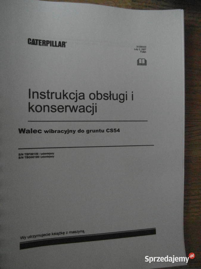 dtr instrukcja obsługi walec caterpillar cs54 i Rok wydania 2010