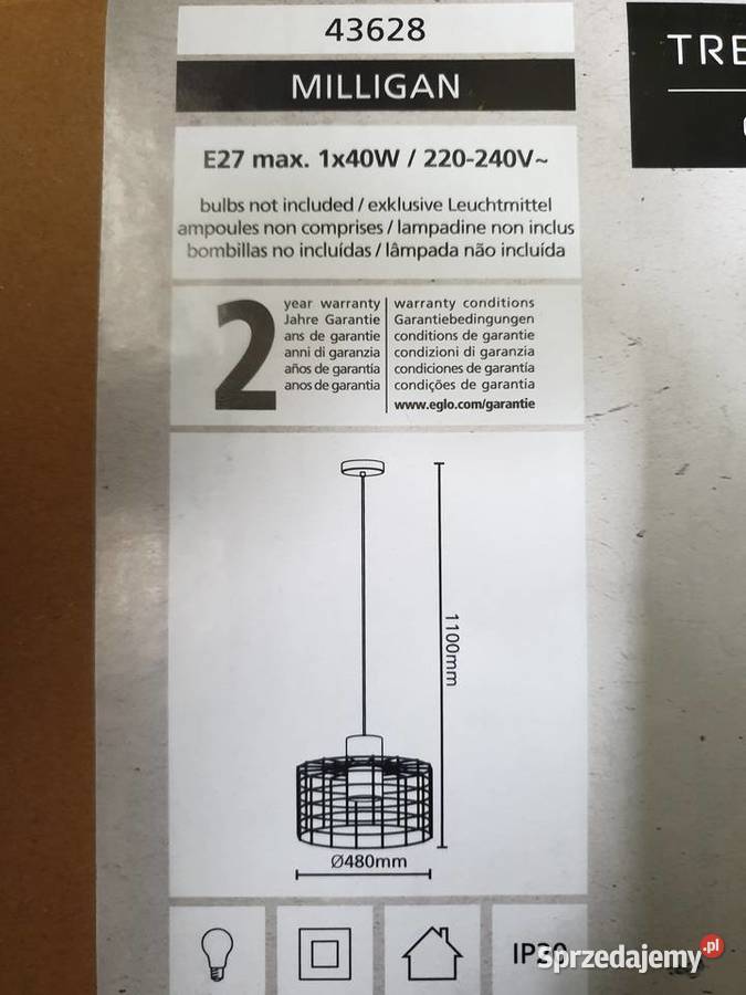 Lampa wisząca DELLOW E27 czarnymosiądz podkarpackie Dukla sprzedam