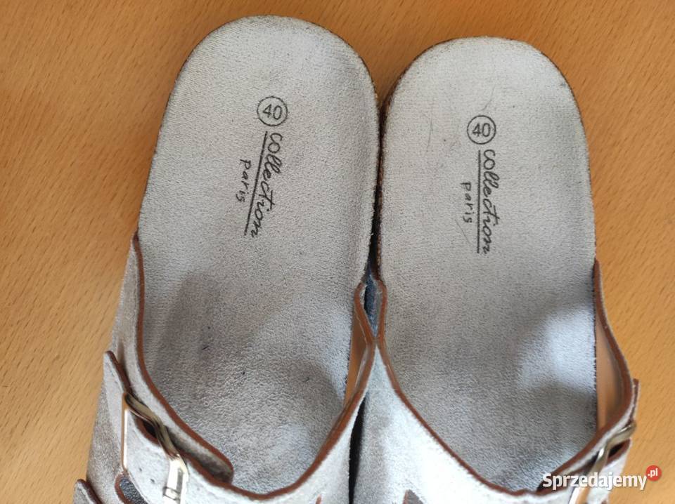 klapki birkenstock szare skóra zamsz klamry na Kielce