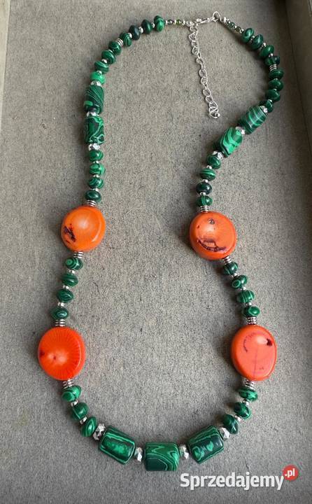 Naszyjnik koral malachit rękodzieło 60 Legnica