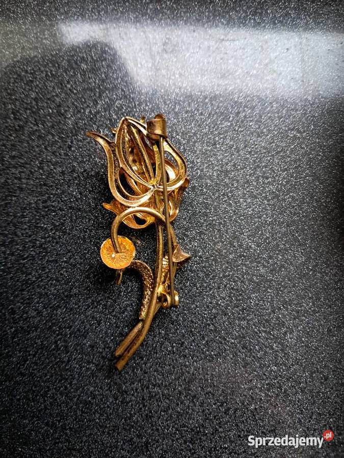 broszka z prlu z dwoma cyrkoniami stan długość 5 Sandomierz