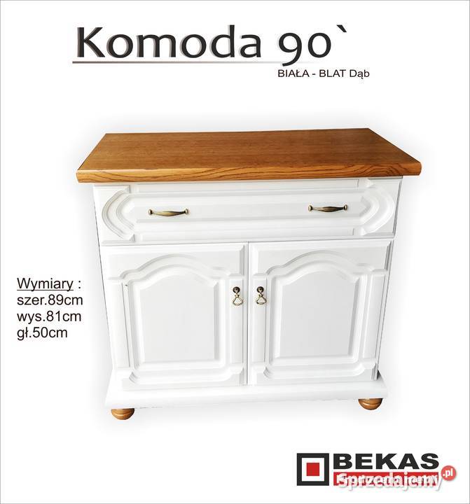 Barek Komoda 90 1B2S Biały Dąb Blat Dąb Natura Legionowo