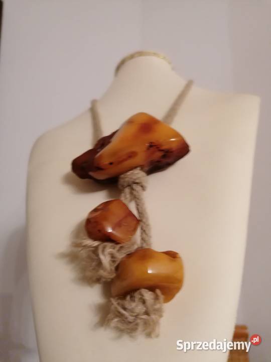 Wisior bursztyn bałtycki Rękodzieło podlaskie